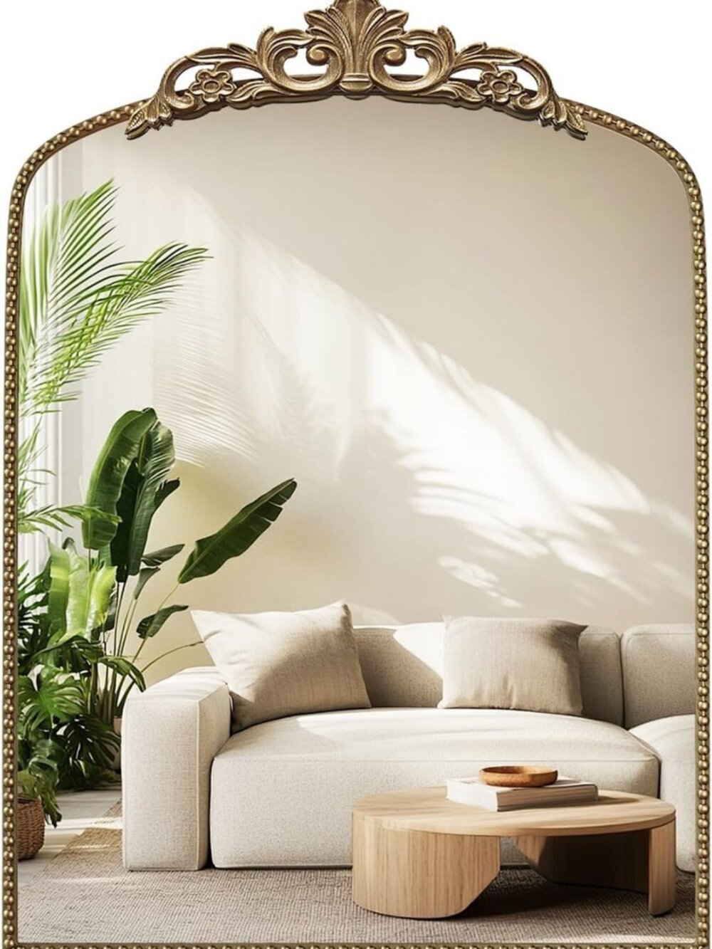 Vintage Gold Arched Wall Mirror, 24"x32" Antique Bathroom Decor, Elegant Home